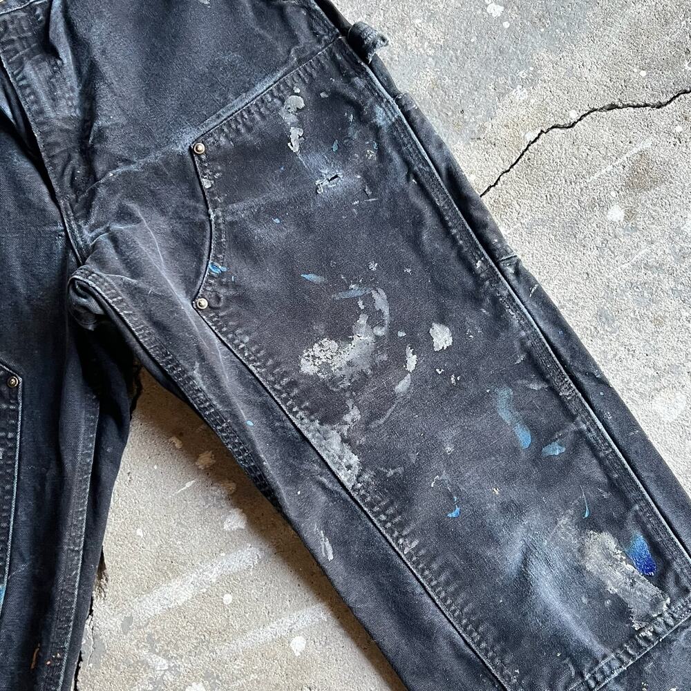 Carhartt faded black double knee work wear carpenter pants - Picture 9 of 12